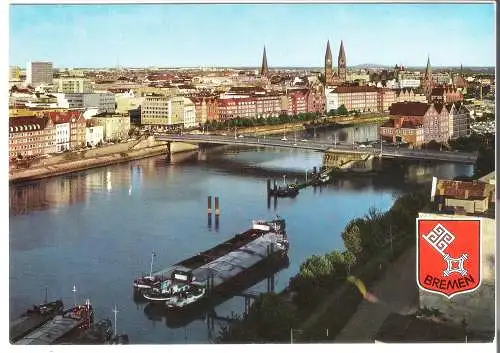 Bremen  - Blick über die Weser auf Bürgermeister-Smidt-Brücke und Stadtpanorama - von 1962 (AK6146)