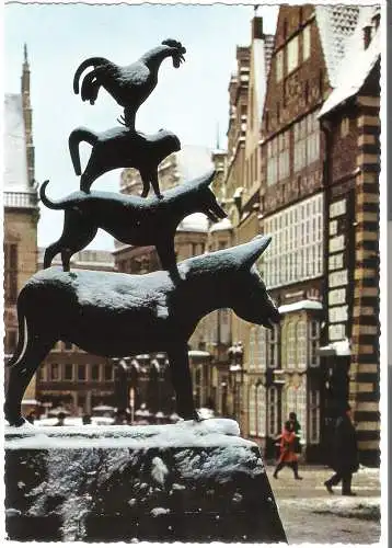 Bremen  - Bremer Stadtmusikanten im Schnee - von 1962 (AK6167)