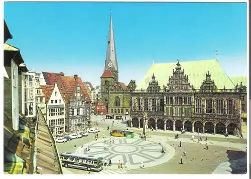 Bremen  - Marktplatz mit Rathaus und Liebfrauenkirche aus der Vogelperspektive - von 1964 (AK6196)