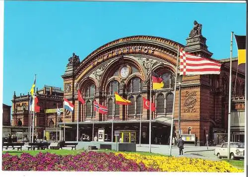 Bremen  - Hauptbahnhof  international beflaggt  - von 1964  (AK6199)