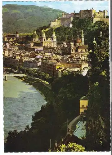 Salzburg - Altstadt und Salzach - gesehen von Mülln  - von 1964  (AK6210)