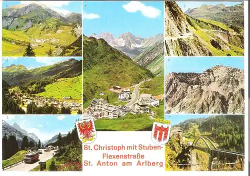 St. Christoph mit Stuben-Flexenstraße - St. Anton am Arlberg - 7 Ansichten - von 1972 (AK6274)