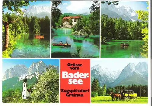 Badersee - Zugspitzdorf Grainau - 5 Ansichten - von 1974 (AK6296)