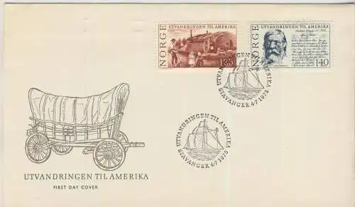 First Day Cover - Utvandringen til Amerika - von 1975   (AK58809)