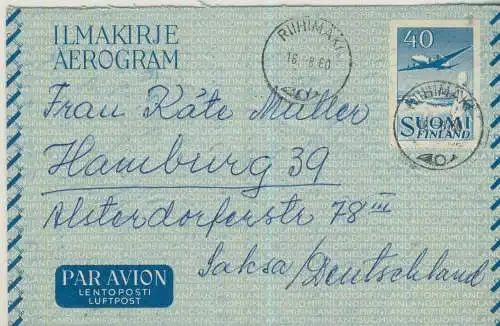 von Rühimaki nach Hamburg - von 1960 (AK58813)