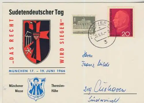 Sudetendeutscher Tag - München 17.-19.Juni 1966 - von 1966  (AK58823)