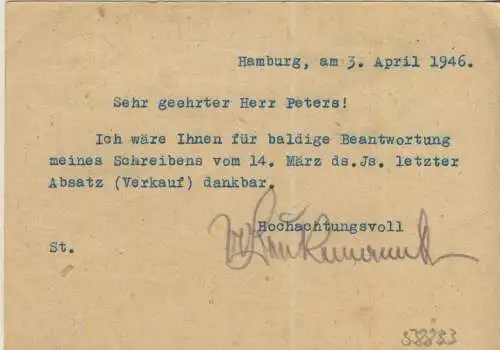 Rechtsanwalt Dr. Beukemann - Hamburg - von 1946 (AK58833)