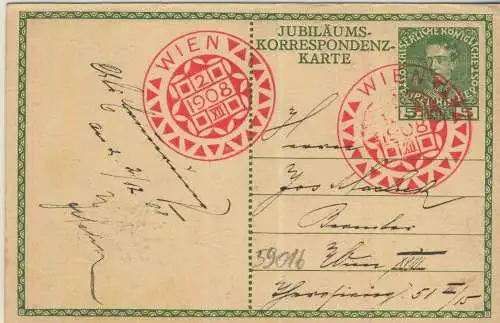 Jubiläums-Korrespondenz-Karte - Kaiser Franciscus Josephus - 1848 bis 1908  - von 1908 (AK59016)