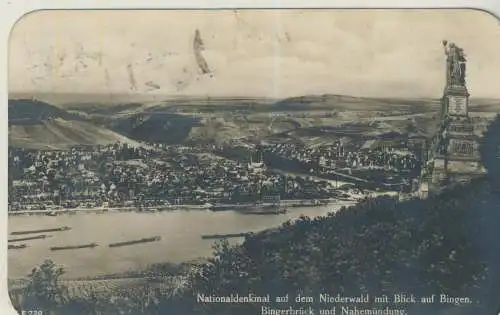 Nationaldenkmal auf dem Niederwald mit Blick auf Bingen - Bingerbrücke und Nahemündung - von 1926 (AK59051)
