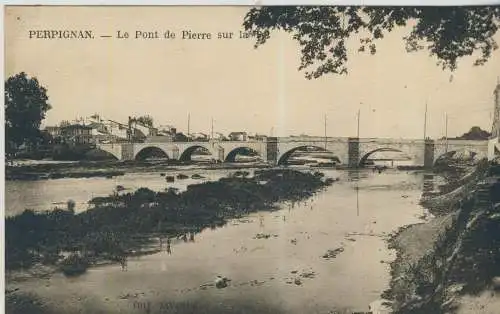 Perpignan - Le Pont de Pierre sur la Tel - von 1934  (AK59078)