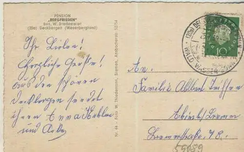 Deckbergen - Weserbergland - Pension Bergfrieden - von 1959   (AK59089)