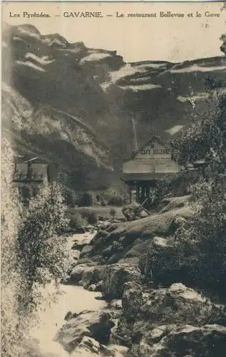 Les Pyrénées - Gavarnie - Le Restaurant Bellevue et le Cave - von 1920  (AK59100)