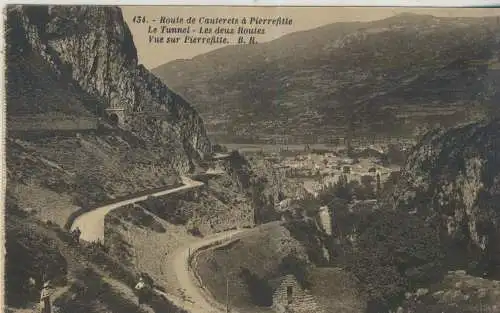 Route de Cauterets à Pierrefitte - Le Tunnel - Les duex Routes - Vue sur Pierrefitte - von 1924 (AK59117)