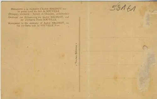  Denkmal zur Erinnerung an Andre MAGINOT - auf der nordseite Forts SOUVILLE - von 1925  (AK59161)