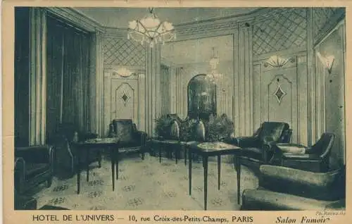 HOTEL DE L'UNIVERS - 10, rue Croix-des-Petits-Champs - PARIS - Salon Fumoir - von 1925  (AK59162)