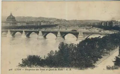 LYON - Perspective des Ponts et Quais du Rhône - von 1945 (AK59222)