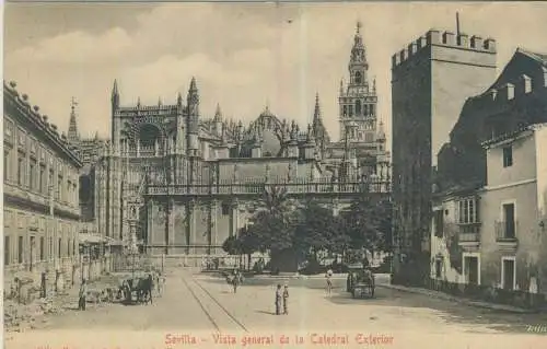 Sevilla - Vista general de la Catedral Exterior  - von 1920 (AK59418)