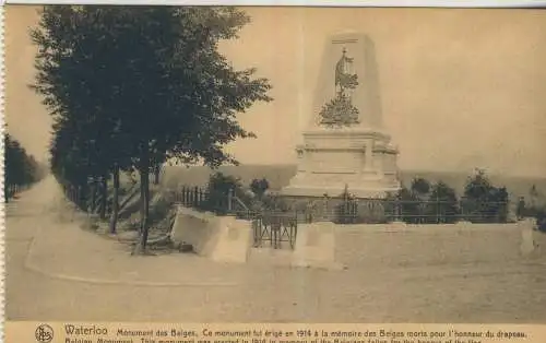 Waterloo - Monument des Belges   - von 1931 (AK59456)