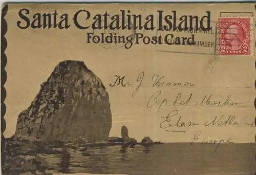 Santa Catalina Island - Folding Post Card - mit seltener Briefmarke !!!!   - von 1919 (AK59496)