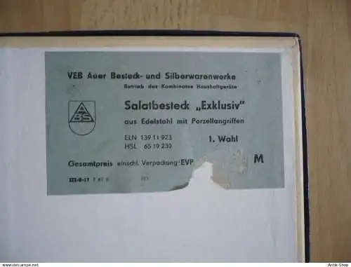 SalatBesteck "Exklusiv" aus Edelstahl mit Porzellangriff - Zwiebelmuster - 1.Wahl (002GD) Preis reduziert