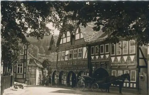 Schwalenberg im Lipperland - altes Gasthaus mit Pferdekutsche - von 1952 (AK59525)