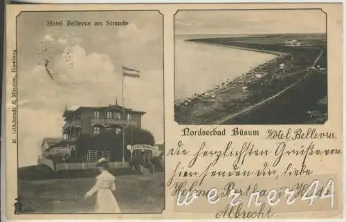 Nordseebad Büsum - Hotel Bellevue am Strande - 2 Ansichten - von 1903 (AK46927)