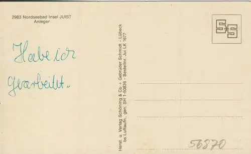 Nordseebad Insel JUIST - Anleger  v. 1976 (AK56870)