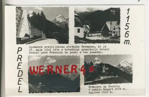 PREDEL 1156m - Pass zwischen Friaul und Slowenien - 4 Ansichten - von 1958 (AK35572)