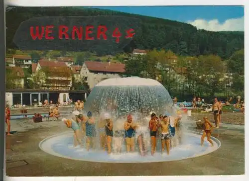 Luftkurort HÖFEN - Schwarzwald - Massagebrunnen im Freibad - von 1973 (AK34580)