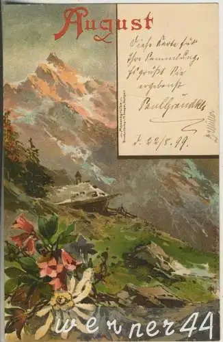 Monatsgruß-Karte : AUGUST - von 1899 (AK35374a)