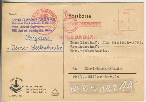 Preisauslosung - Gesellschaft für Deutsch-Sowj. Freundschaft - Bez.-Sekretariat  - von 1976 (AK35386a)