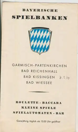 Bayerische Spielbanken - Spielplan - von 1974 (AK35388a)