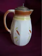 Art-Déco Kakau-Kanne von ca.1920 mit Sieb-Metall-Deckel  (1050) Preis reduziert