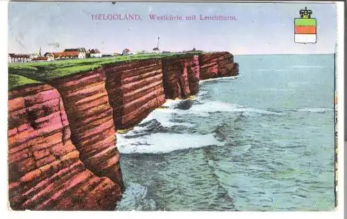 Helgoland - Westküste mit Leuchtturm - von 1925 (AK6378)
