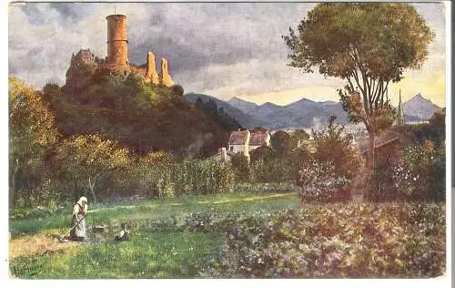 Ruine Godesberg mit Blick auf das Siebengebirge   - von 1910 (AK6391)