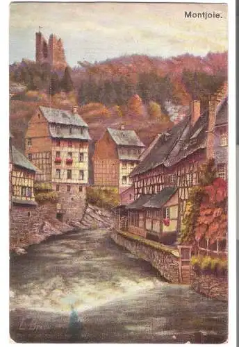 Montjoie - Partie an der Rur und Ruine Haller - von L.Braun   - von 1918 (AK6393)