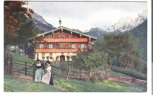 2 Bäuerinnen am Zaun vor Bauernhaus - von 1915 (AK6452)