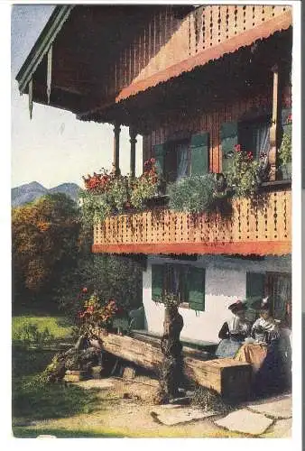 2 Bäuerinnen sitzend vor Bauernhaus - von 1915 (AK6453)