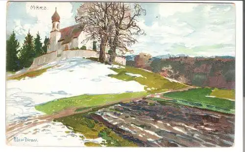 MÄRZ - Memo Diemer - Bergige Landschaft mit Kirche  - von 1903 (AK6468)