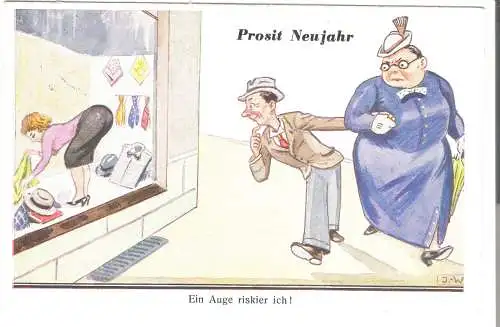 Prosit Neujahr - Ein Auge riskier ich !   - von 1952 (AK6515)