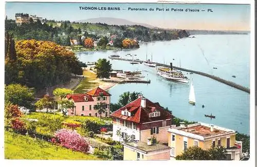 THONON-les-BAINS  -  Panorame du Port et Pointe d'Ivoire  - von 1936 (AK6556)