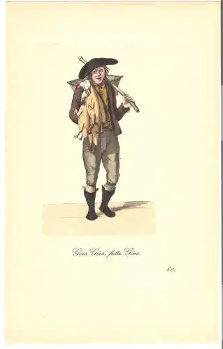 Blatt aus "Der Ausruf in Hamburg" , Hamburg 1808 , Prof. Suhr, Nr.80 Göes Göes, fette Göes , kol.Kupferstich  (1093) P r