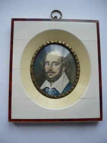 Elfenbein-Miniatur auf Elfenbein gemalt - Williem Shakespeare - sign. (1099) Preis reduziert