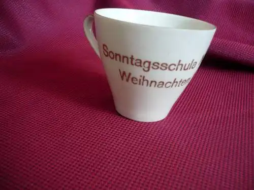 Porzellan-Tasse mit Text in Gold " Sonntagsschule Nordhorn - Weihnachten 1959 " (1101) Preis reduziertt
