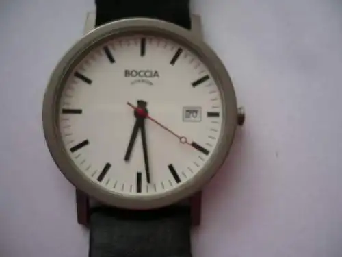 Herren - BOCCIA TITANIUM - 3538-01A - mit schwarzem Lederarmband (1135) Preis reduziert