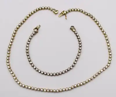 Halskette + Armband = Set - 935 Silbervergoldet mit Zirkoniasteinen - Memoriestyle (1170) Preis reduziert