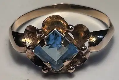 Damenring 900er Gold mit Blautopas  (1171) Preis reduziert