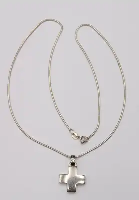 Schlangenhalskette mit Kreuzanhänger - 925er Silber (1177) Preis reduziert