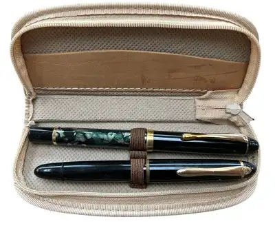 2 Füllfederhalter in Lederetui - älter (1185) Preis reduziert