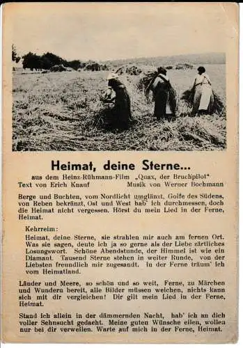 Liederkarte : Heimat, deine Sterne - Bild und Liedtext - von 1941 (AK6628)